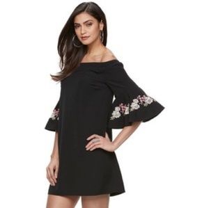 Embroidered off the shoulder dress